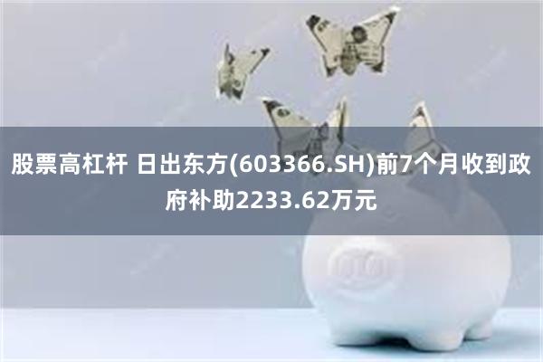 股票高杠杆 日出东方(603366.SH)前7个月收到政府补助2233.62万元